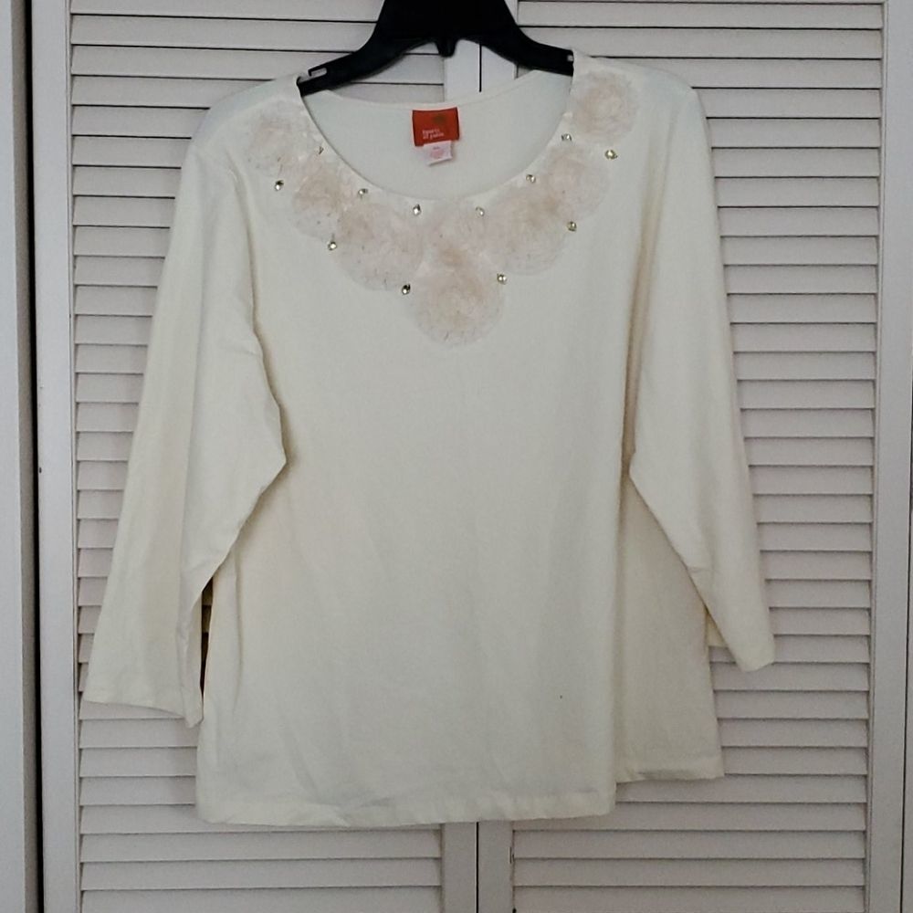 ❣️HEARTS OF PALM creme 3/4 sleeve WomanXL Blouse